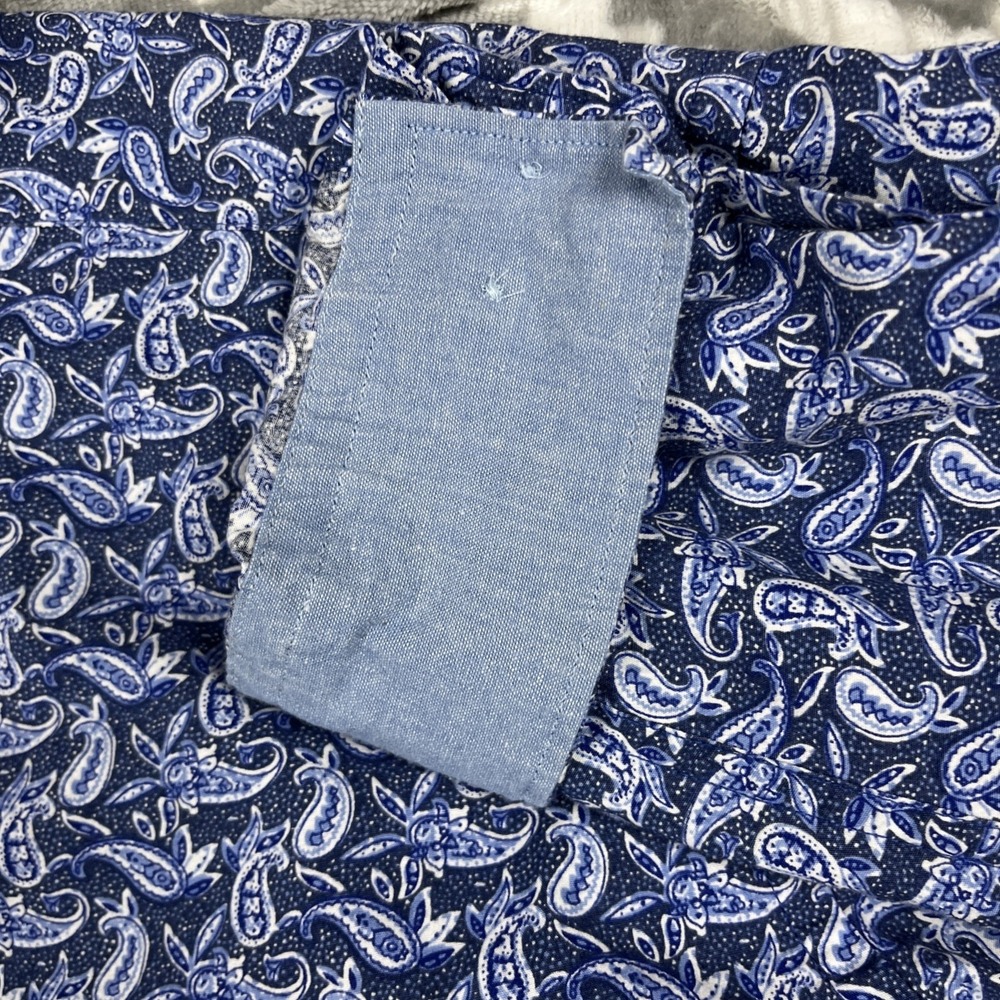 Cremieux Premium Denim Shirt Mens XLT Paisley Stretch Button Flip Cuff - Picture 6 of 12